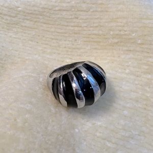 Silver and Black Ring- Size 7